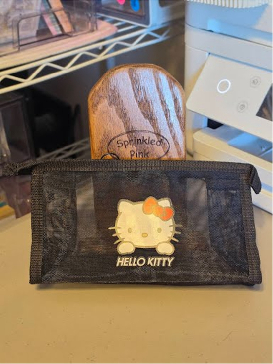 Hello Kitty Handbags - #HK-2371 Mesh Hello Kitty Pencil Pouch with Loop 8x4.5"